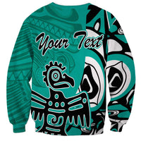 Personalized Canada Haida Eagle Sweatshirt Turquoise Style - Wonder Print Shop