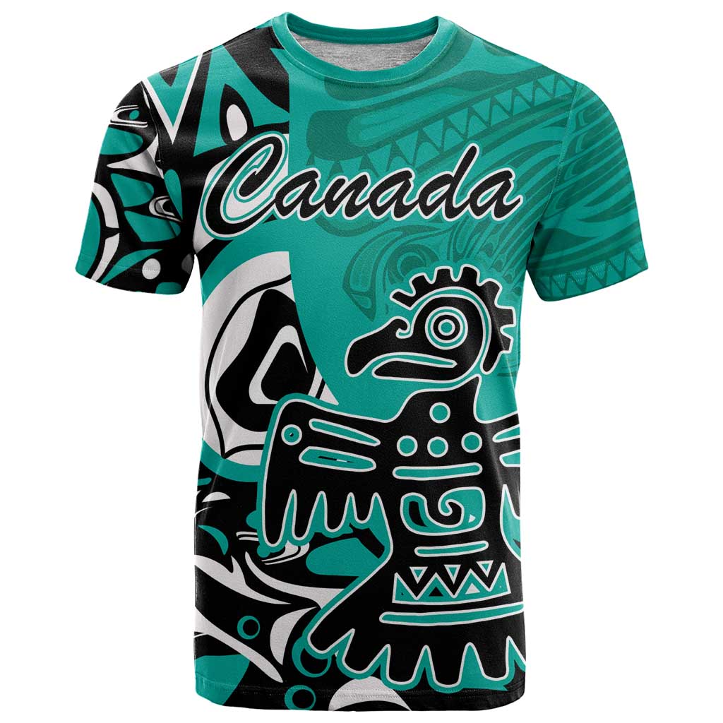 Personalized Canada Haida Eagle T Shirt Turquoise Style - Wonder Print Shop