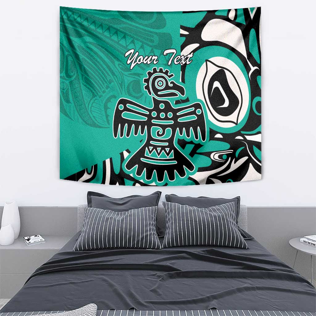 Personalized Canada Haida Eagle Tapestry Turquoise Style - Wonder Print Shop