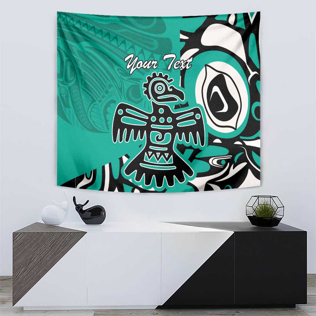 Personalized Canada Haida Eagle Tapestry Turquoise Style - Wonder Print Shop