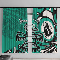 Personalized Canada Haida Eagle Window Curtain Turquoise Style - Wonder Print Shop