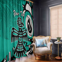Personalized Canada Haida Eagle Window Curtain Turquoise Style - Wonder Print Shop