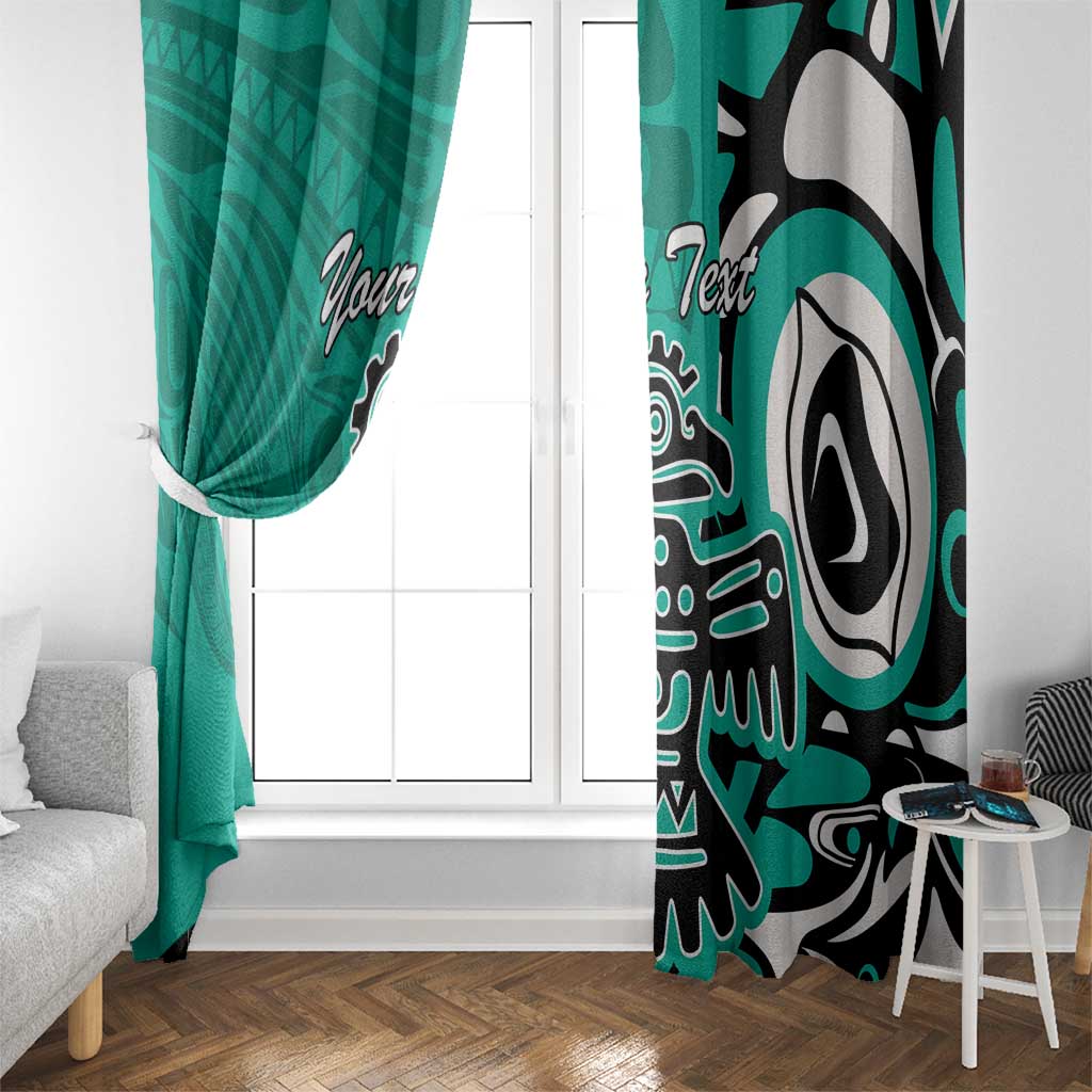 Personalized Canada Haida Eagle Window Curtain Turquoise Style - Wonder Print Shop