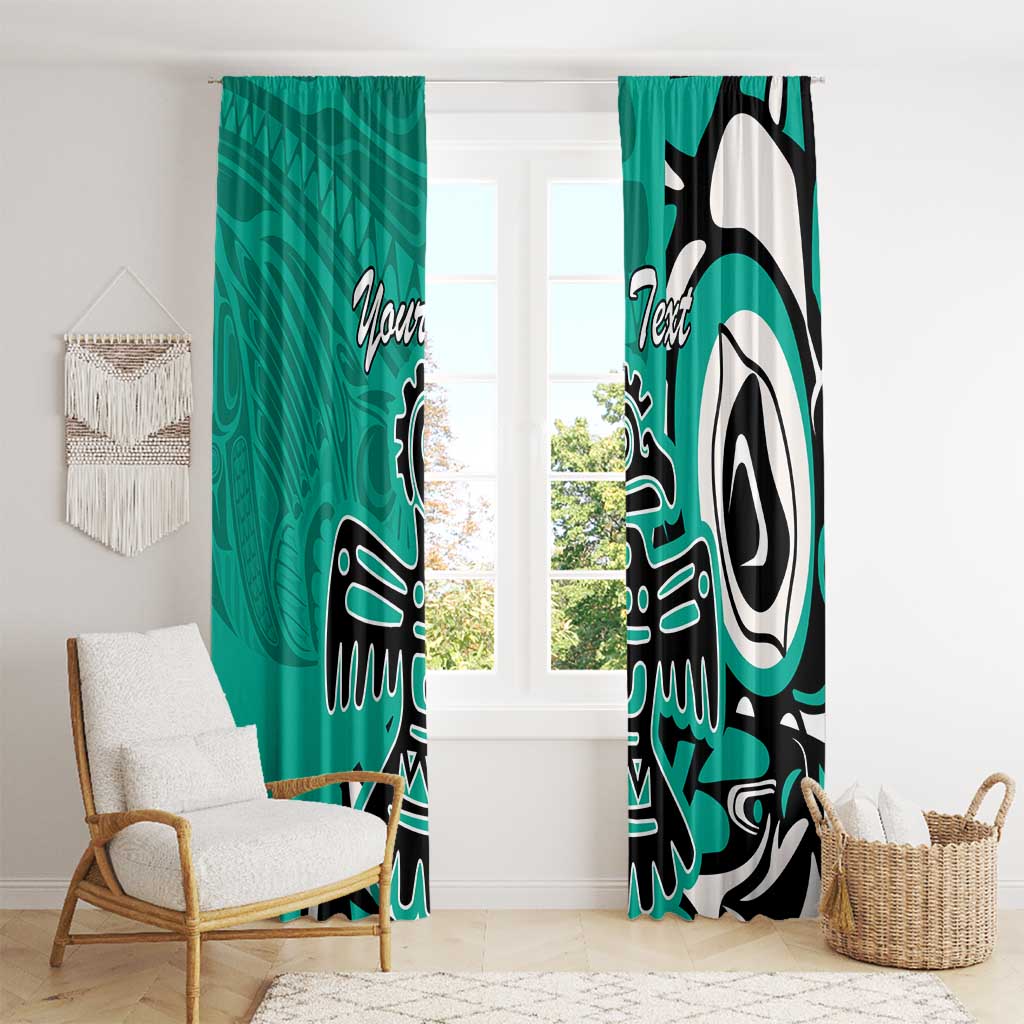 Personalized Canada Haida Eagle Window Curtain Turquoise Style - Wonder Print Shop