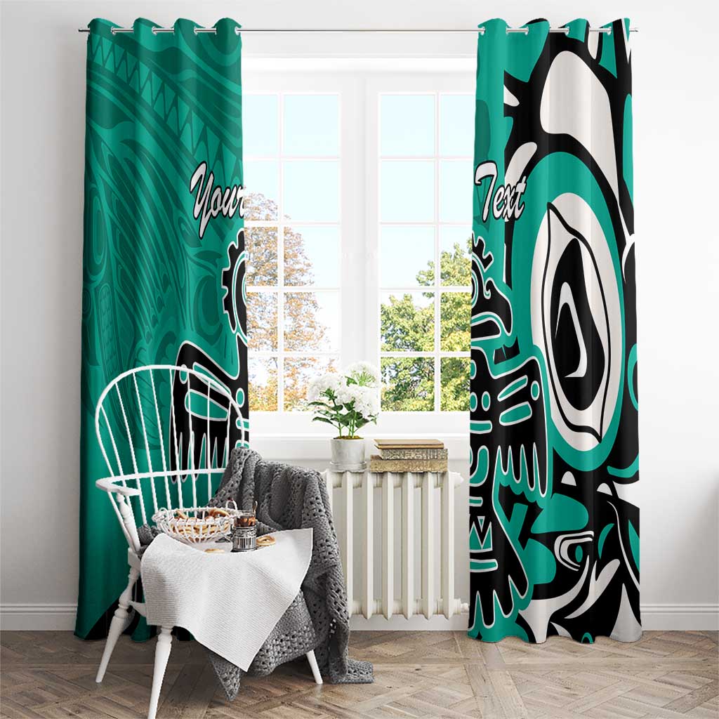 Personalized Canada Haida Eagle Window Curtain Turquoise Style - Wonder Print Shop