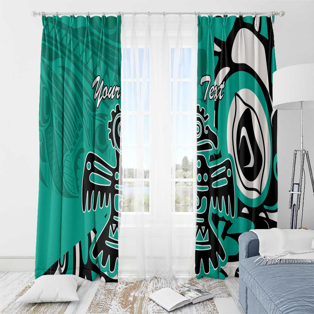 Personalized Canada Haida Eagle Window Curtain Turquoise Style - Wonder Print Shop