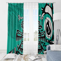 Personalized Canada Haida Eagle Window Curtain Turquoise Style - Wonder Print Shop