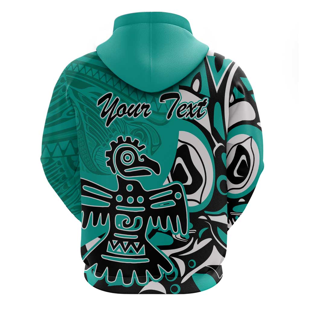 Personalized Canada Haida Eagle Zip Hoodie Turquoise Style - Wonder Print Shop