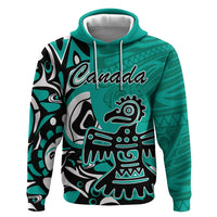 Personalized Canada Haida Eagle Zip Hoodie Turquoise Style - Wonder Print Shop