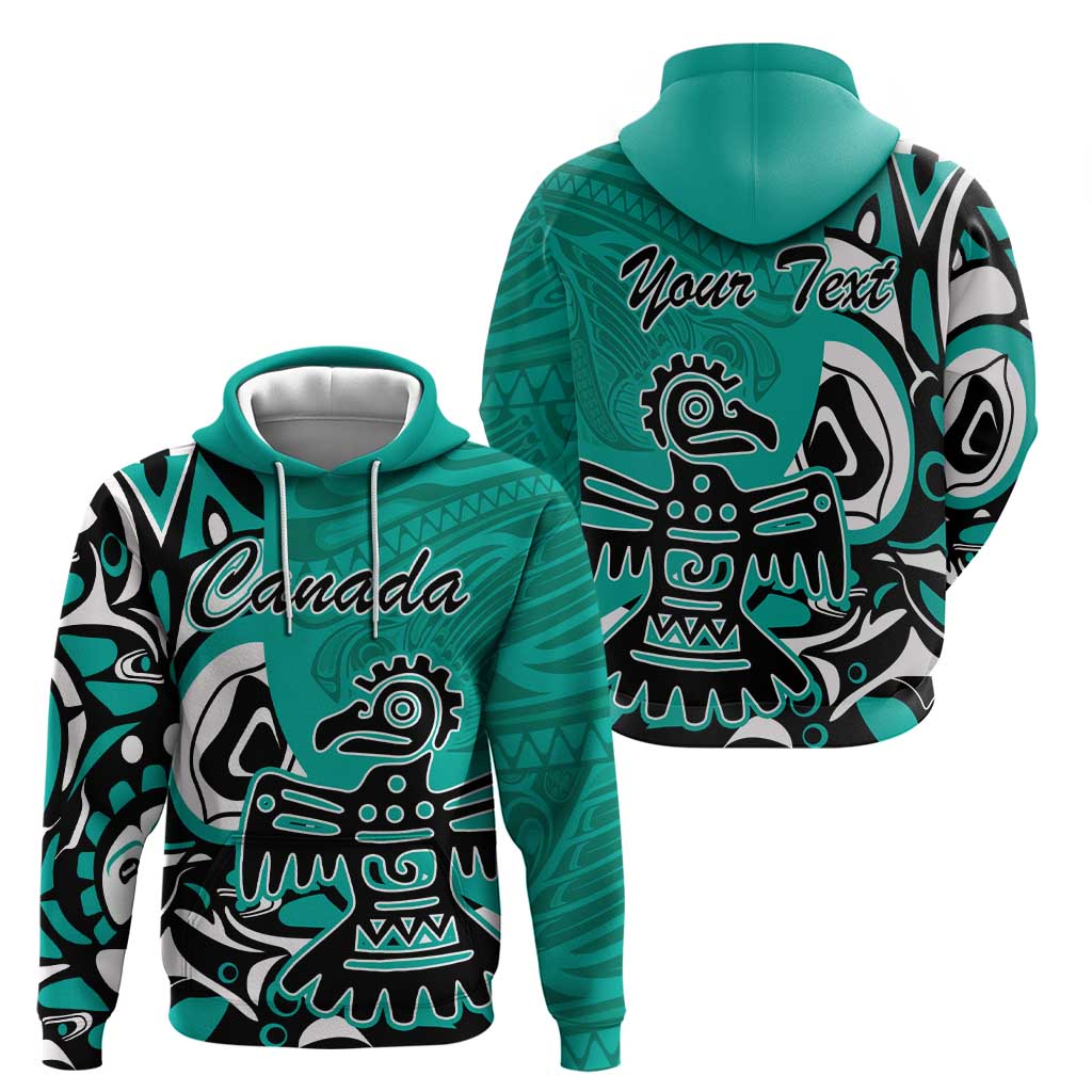 Personalized Canada Haida Eagle Zip Hoodie Turquoise Style - Wonder Print Shop