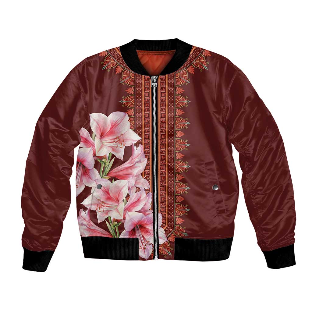 Africa Dashiki Bomber Jacket With Belladonna Lily - Wonder Print Shop