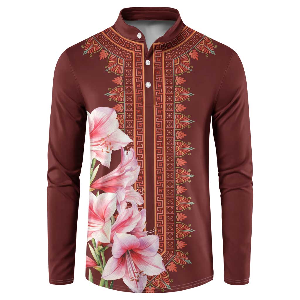Africa Dashiki Button Sweatshirt With Belladonna Lily - Wonder Print Shop