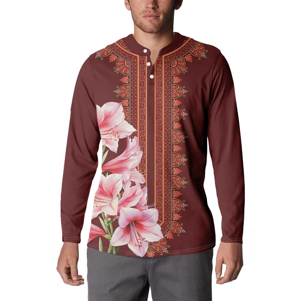 Africa Dashiki Button Sweatshirt With Belladonna Lily - Wonder Print Shop