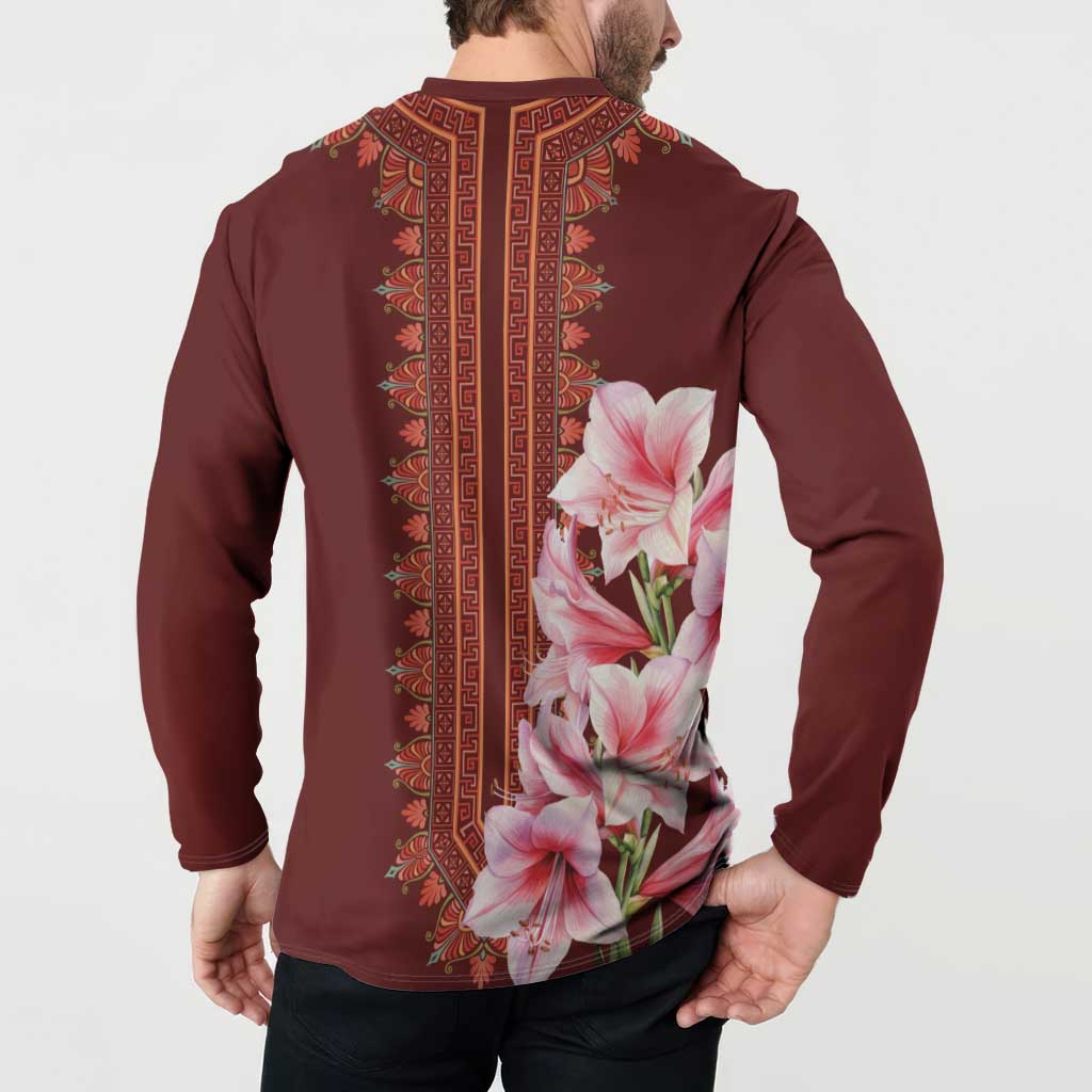 Africa Dashiki Button Sweatshirt With Belladonna Lily - Wonder Print Shop