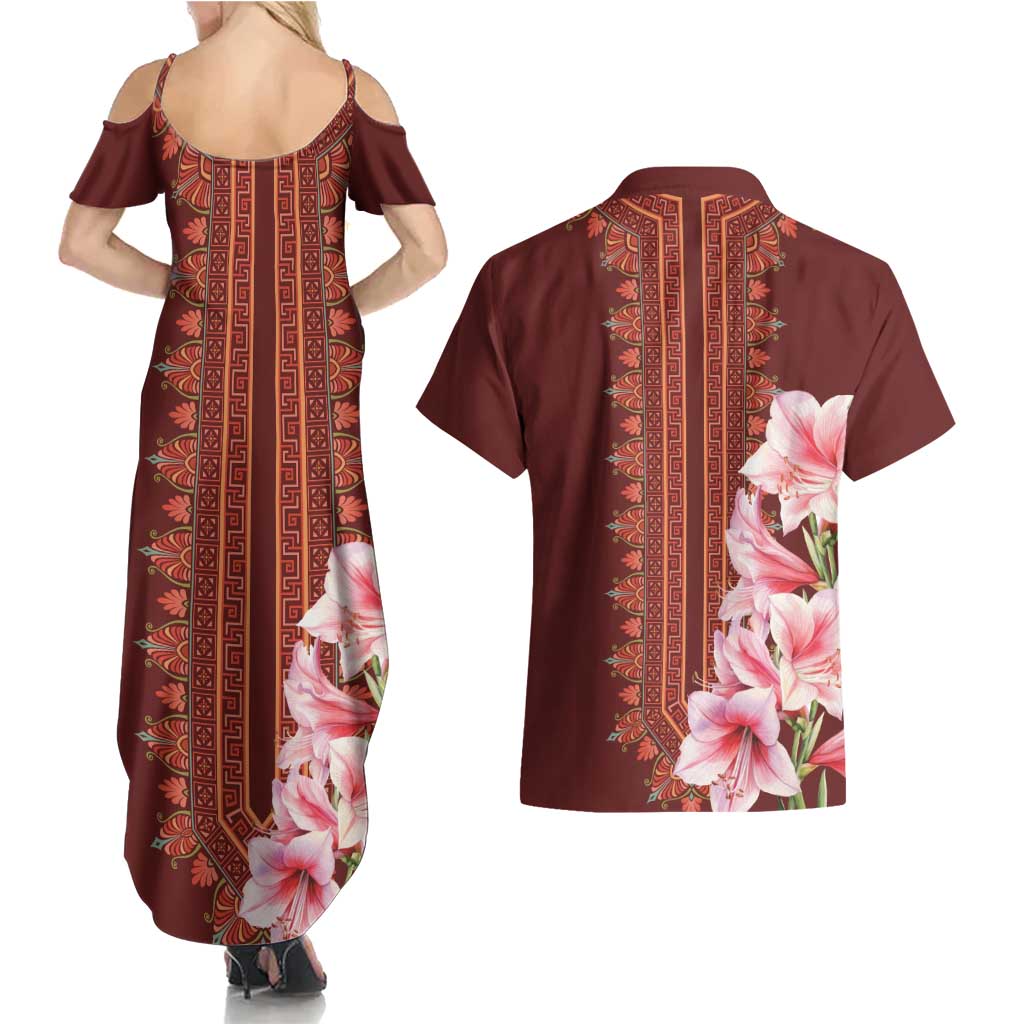Africa Dashiki Couples Matching Summer Maxi Dress and Hawaiian Shirt With Belladonna Lily - Wonder Print Shop