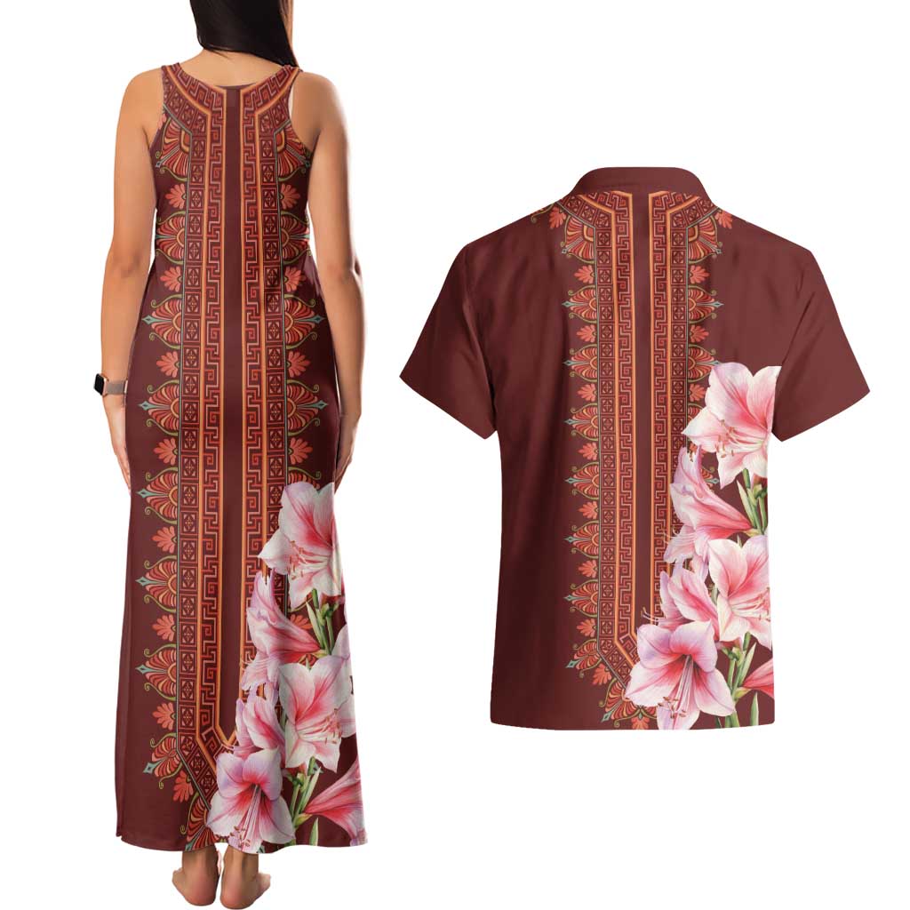 Africa Dashiki Couples Matching Tank Maxi Dress and Hawaiian Shirt With Belladonna Lily - Wonder Print Shop