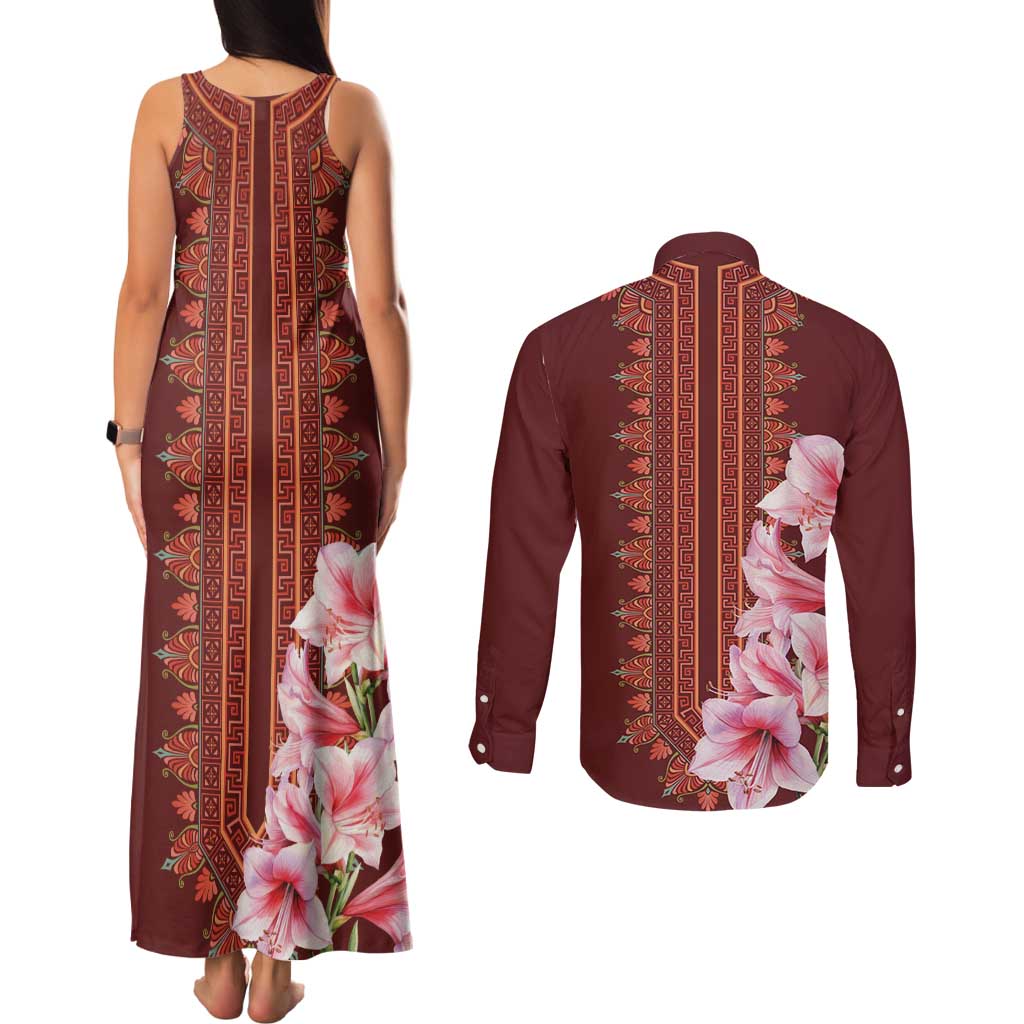 Africa Dashiki Couples Matching Tank Maxi Dress and Long Sleeve Button Shirt With Belladonna Lily - Wonder Print Shop