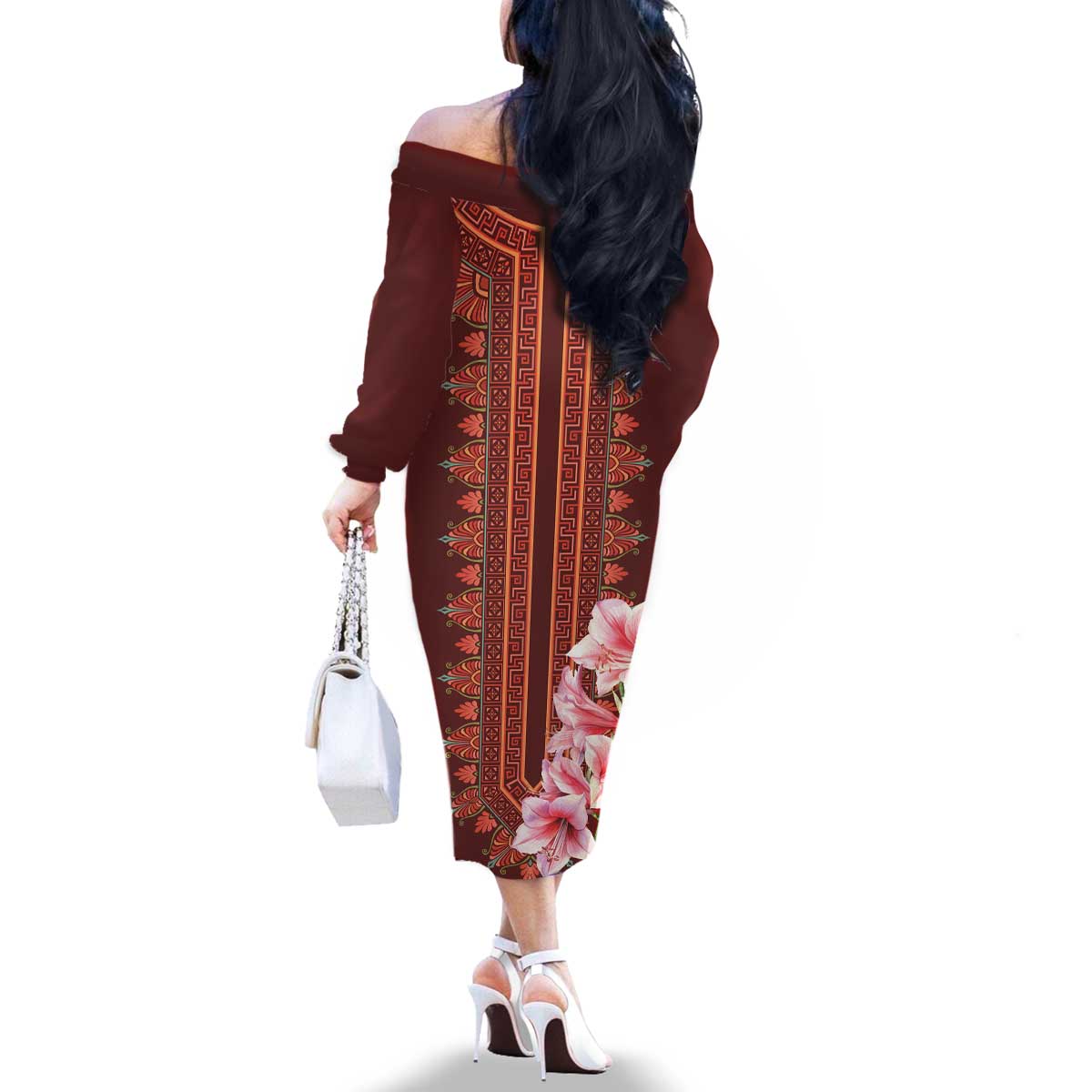 Africa Dashiki Family Matching Off The Shoulder Long Sleeve Dress and Hawaiian Shirt With Belladonna Lily - Wonder Print Shop