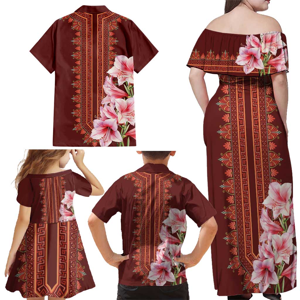Africa Dashiki Family Matching Off Shoulder Maxi Dress and Hawaiian Shirt With Belladonna Lily - Wonder Print Shop