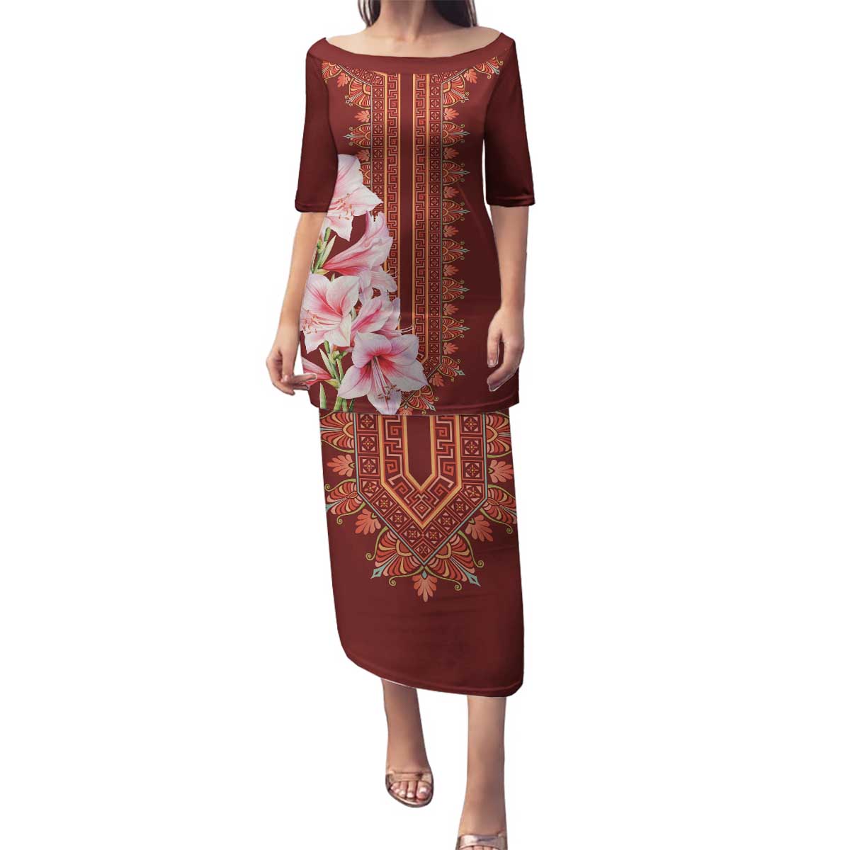 Africa Dashiki Family Matching Puletasi and Hawaiian Shirt With Belladonna Lily - Wonder Print Shop