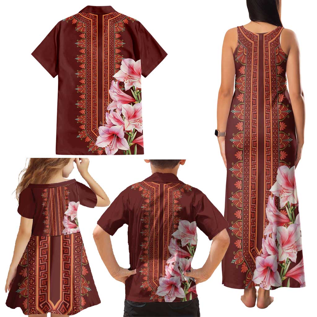 Africa Dashiki Family Matching Tank Maxi Dress and Hawaiian Shirt With Belladonna Lily - Wonder Print Shop
