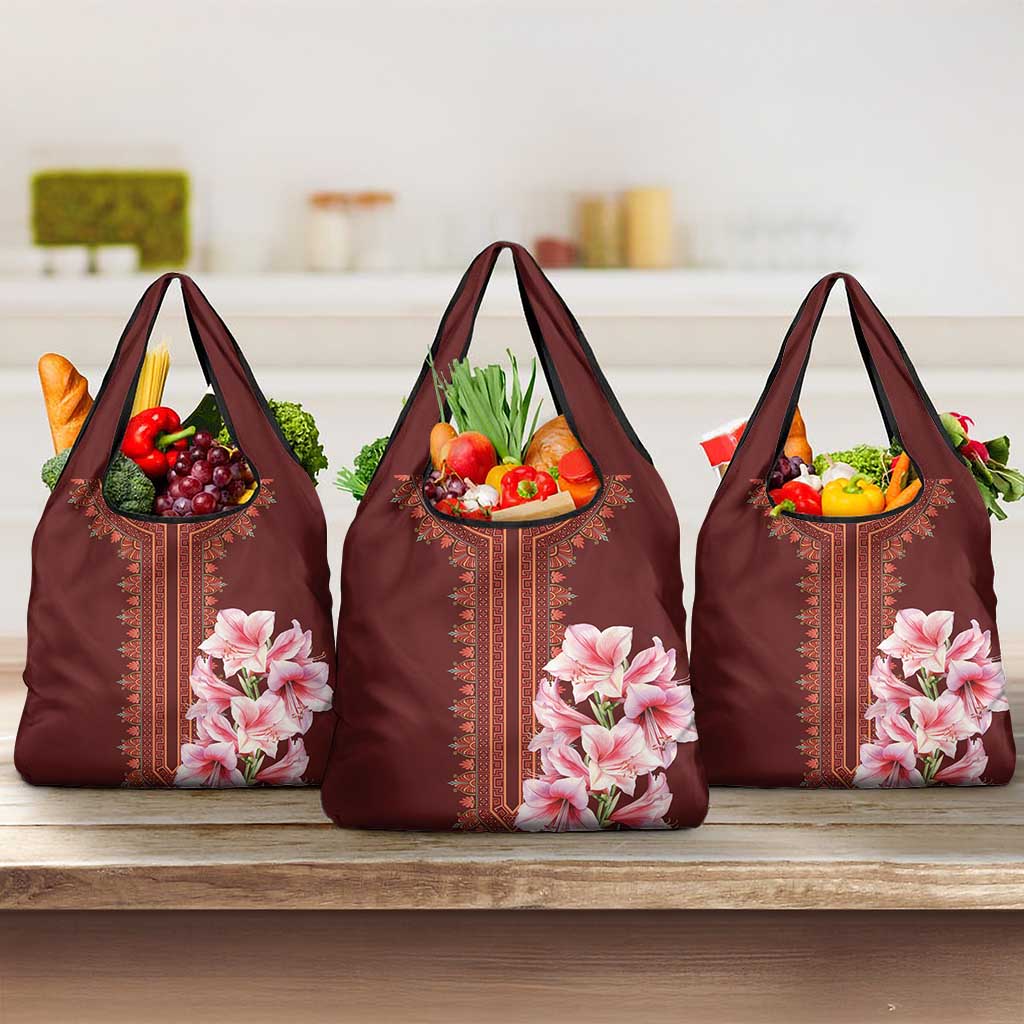 Africa Dashiki Grocery Bag With Belladonna Lily