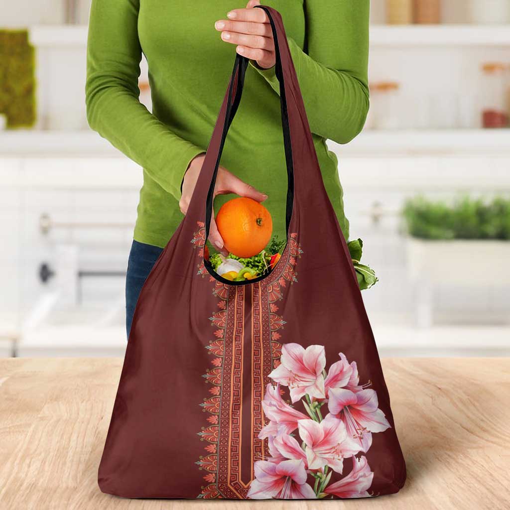 Africa Dashiki Grocery Bag With Belladonna Lily