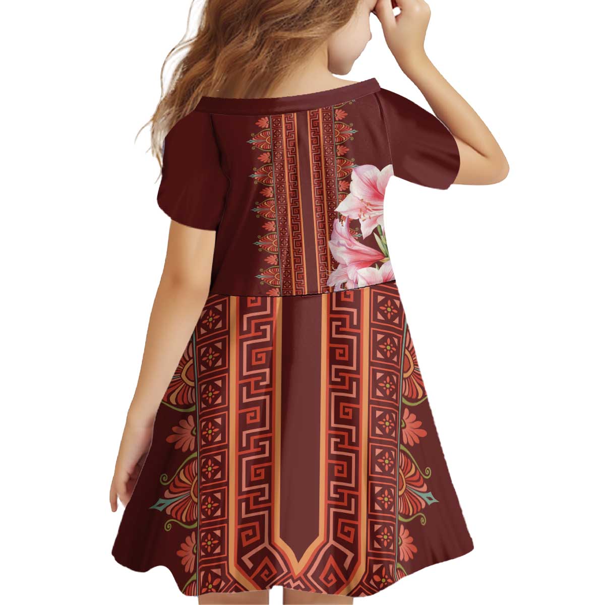 Africa Dashiki Kid Short Sleeve Dress With Belladonna Lily - Wonder Print Shop
