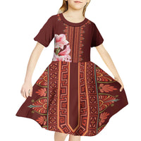 Africa Dashiki Kid Short Sleeve Dress With Belladonna Lily - Wonder Print Shop