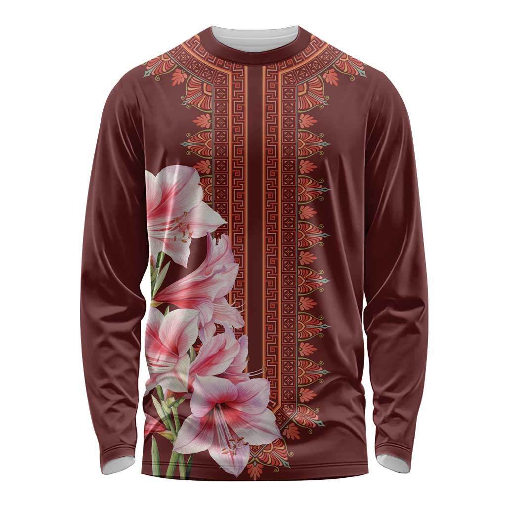 Africa Dashiki Long Sleeve Shirt With Belladonna Lily - Wonder Print Shop