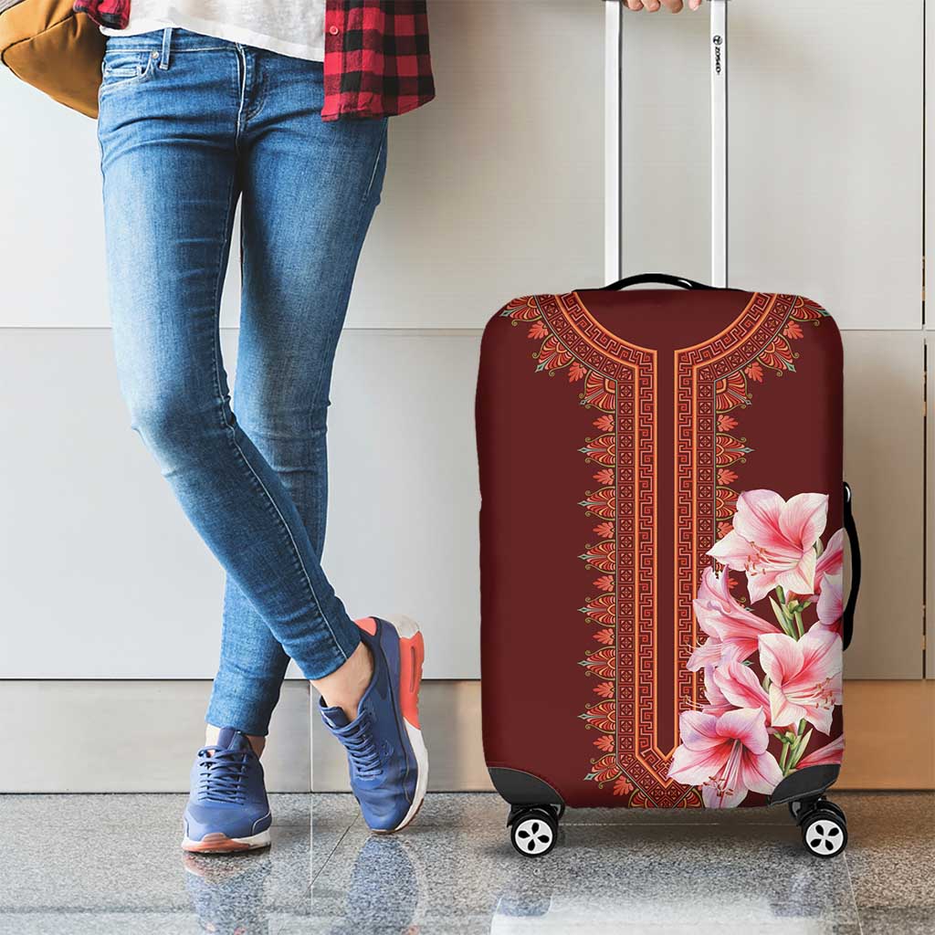 Africa Dashiki Luggage Cover With Belladonna Lily - Wonder Print Shop