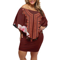 Africa Dashiki Off Shoulder Short Dress With Belladonna Lily - Wonder Print Shop