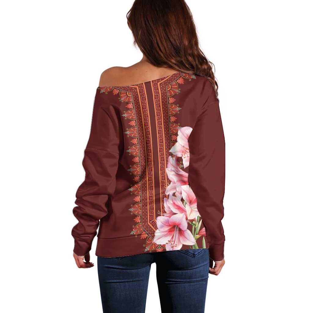 Africa Dashiki Off Shoulder Sweater With Belladonna Lily - Wonder Print Shop