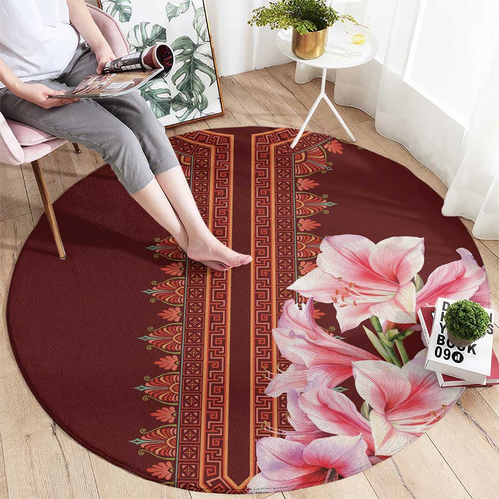 Africa Dashiki Round Carpet With Belladonna Lily