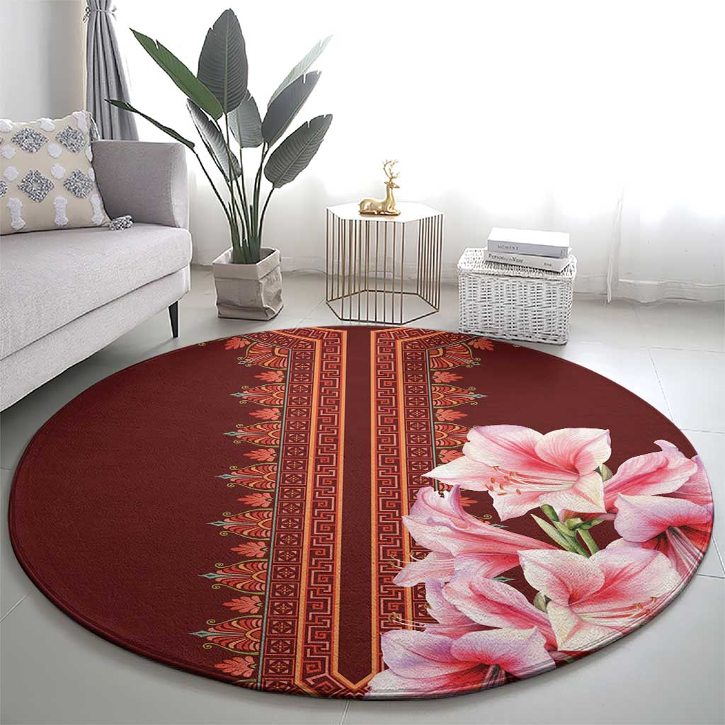 Africa Dashiki Round Carpet With Belladonna Lily