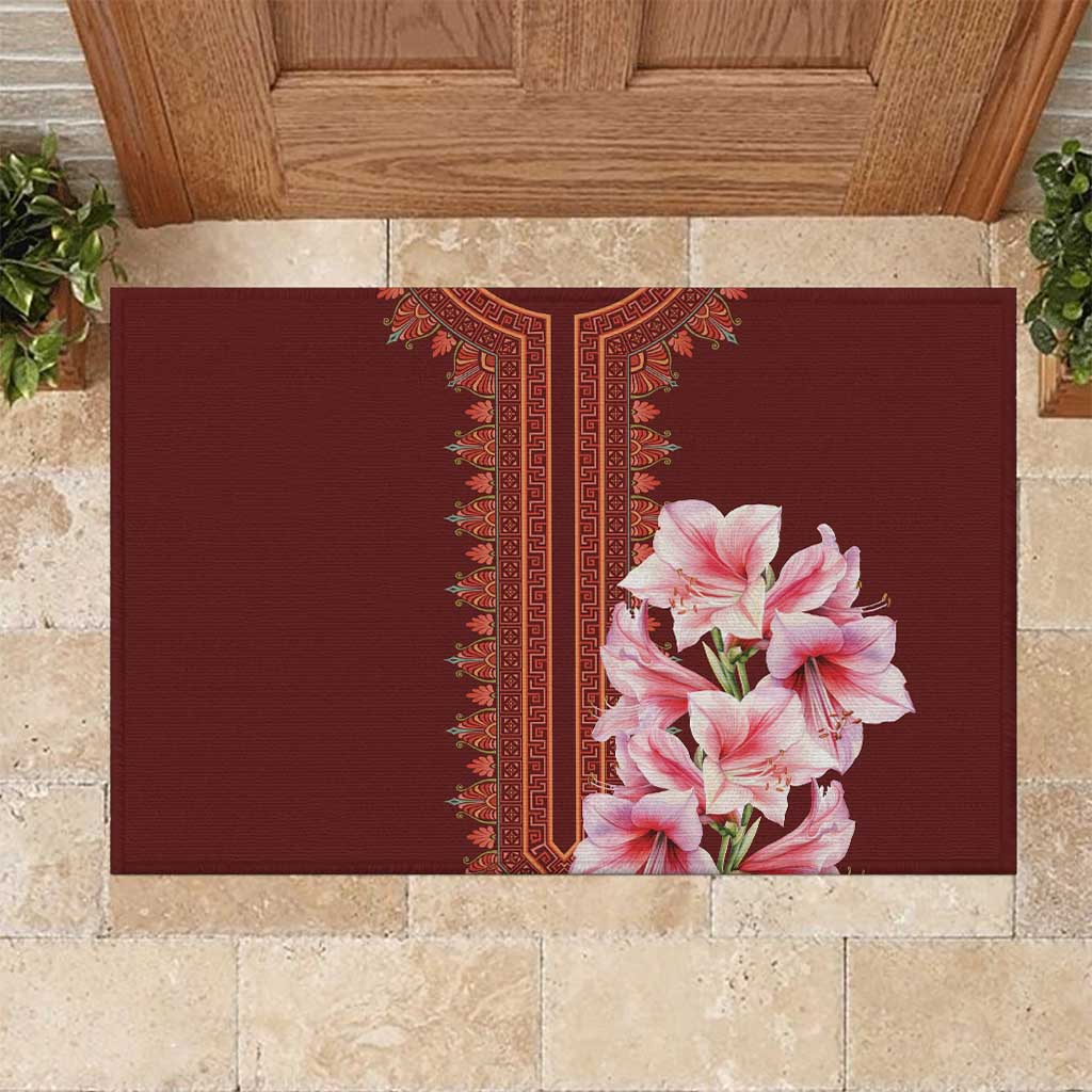 Africa Dashiki Rubber Doormat With Belladonna Lily - Wonder Print Shop