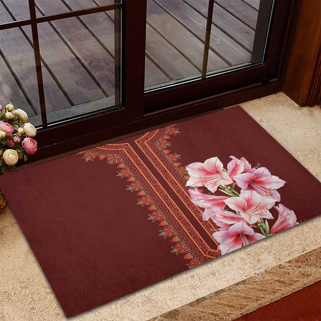 Africa Dashiki Rubber Doormat With Belladonna Lily - Wonder Print Shop