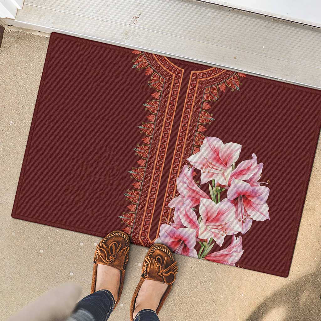 Africa Dashiki Rubber Doormat With Belladonna Lily - Wonder Print Shop