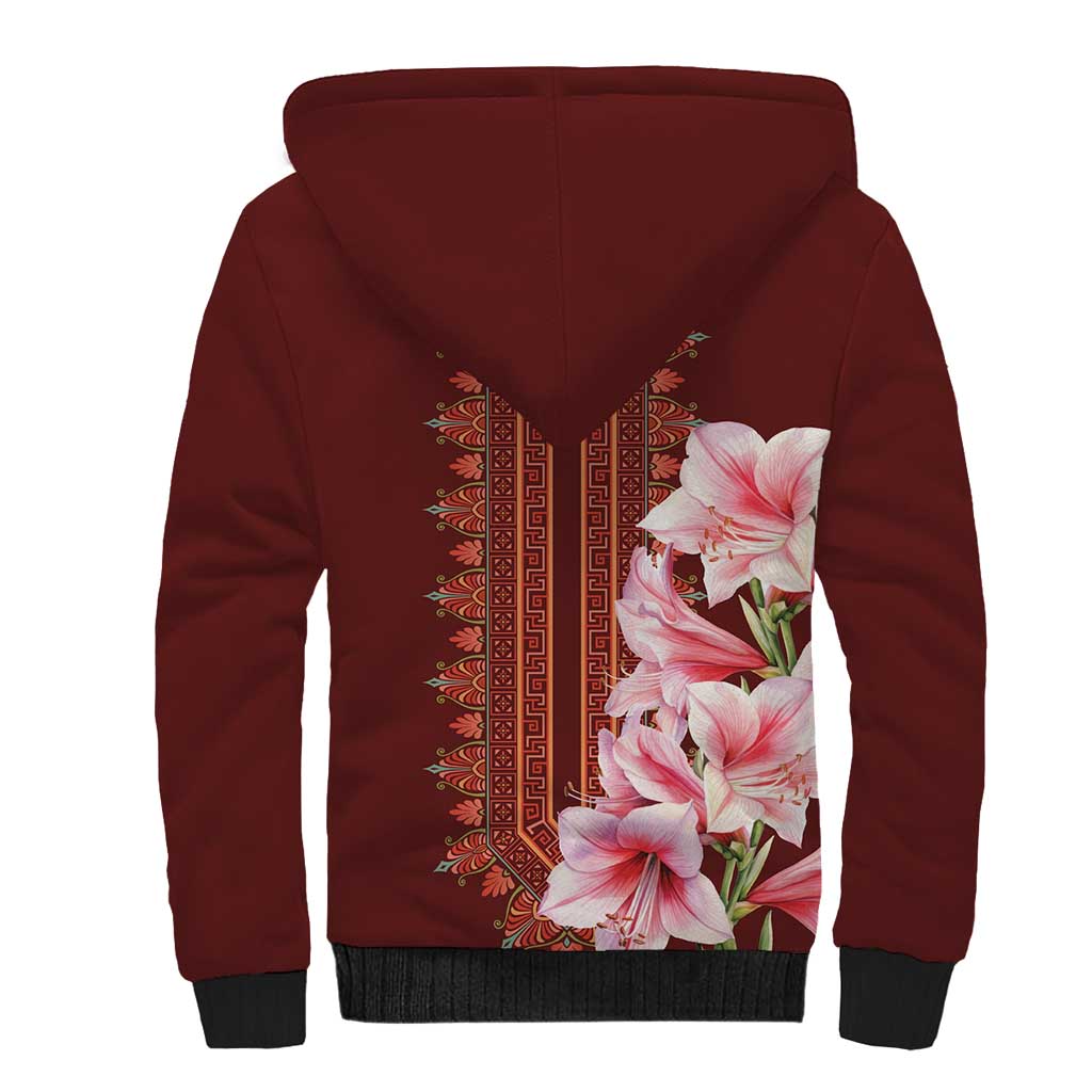 Africa Dashiki Sherpa Hoodie With Belladonna Lily - Wonder Print Shop