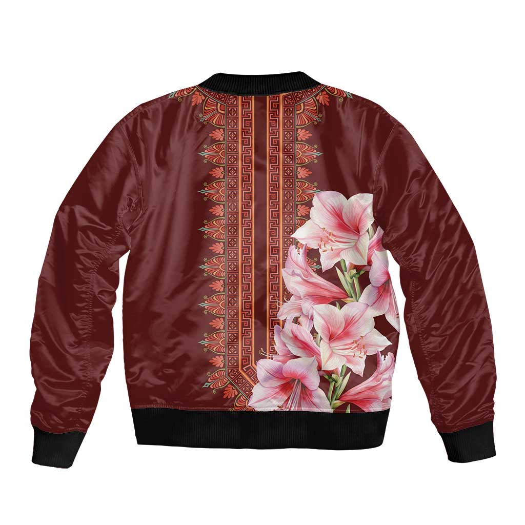 Africa Dashiki Sleeve Zip Bomber Jacket With Belladonna Lily - Wonder Print Shop