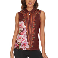 Africa Dashiki Women Sleeveless Polo Shirt With Belladonna Lily - Wonder Print Shop