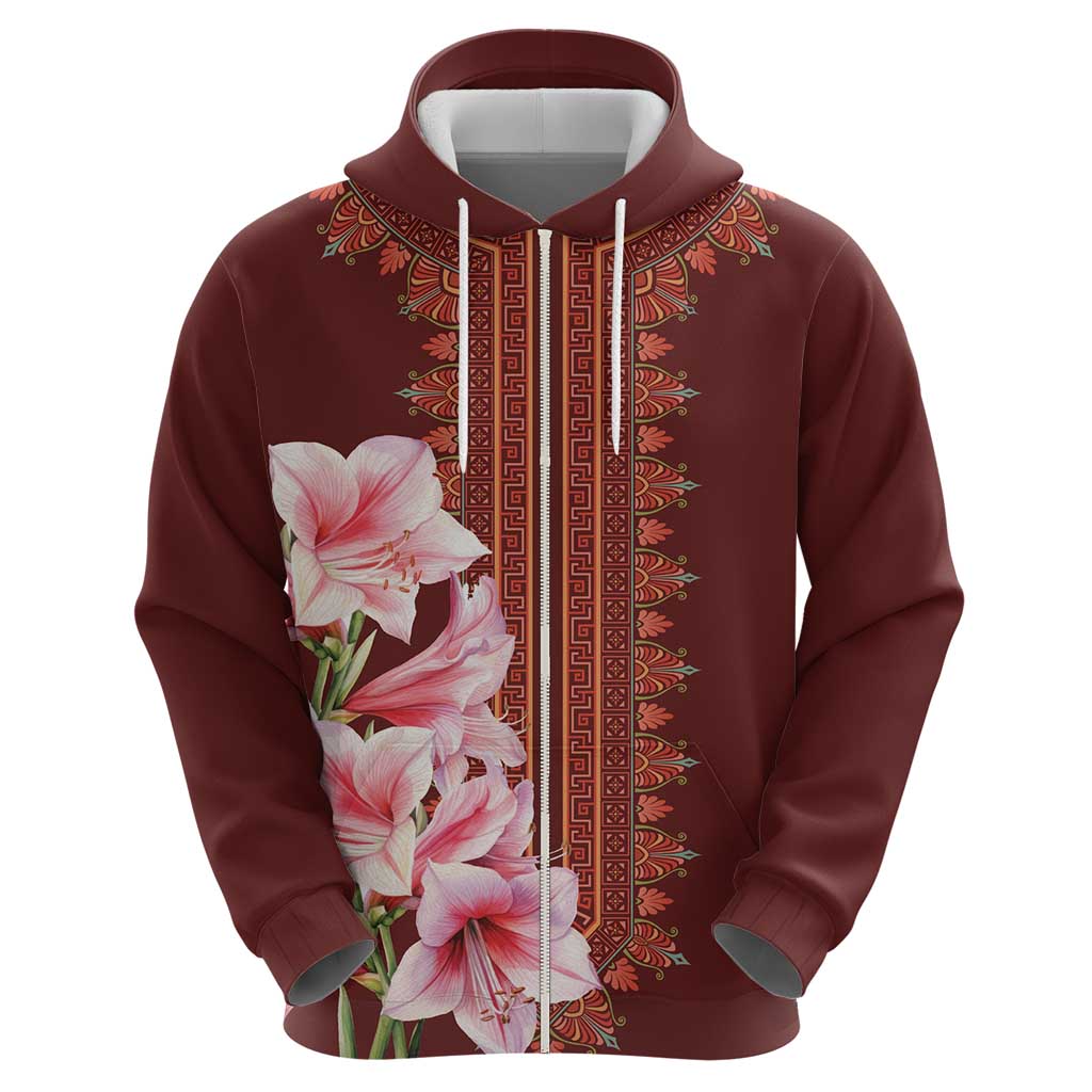 Africa Dashiki Zip Hoodie With Belladonna Lily - Wonder Print Shop
