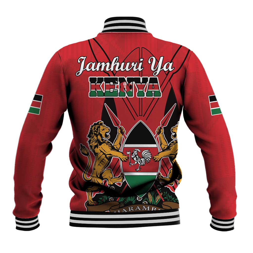 Kenya Baseball Jacket Coat Of Arms With Kente Patterns - Wonder Print Shop