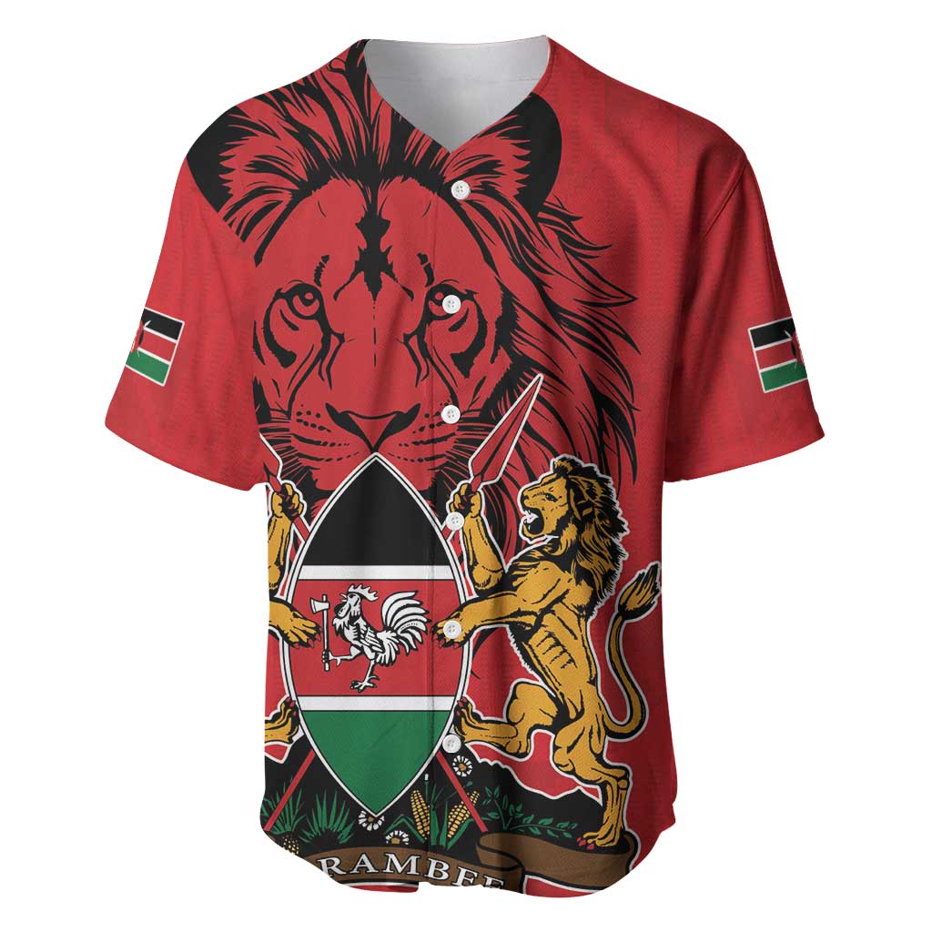 Kenya Baseball Jersey Coat Of Arms With Kente Patterns - Wonder Print Shop