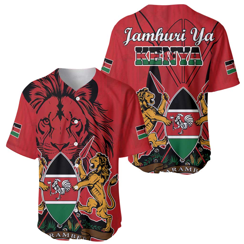 Kenya Baseball Jersey Coat Of Arms With Kente Patterns - Wonder Print Shop