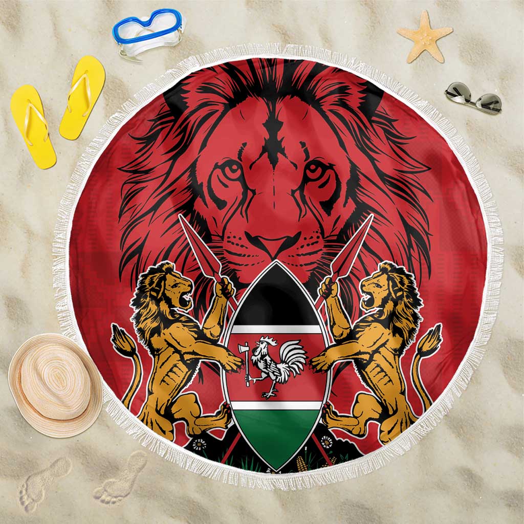 Kenya Beach Blanket Coat Of Arms With Kente Patterns - Wonder Print Shop