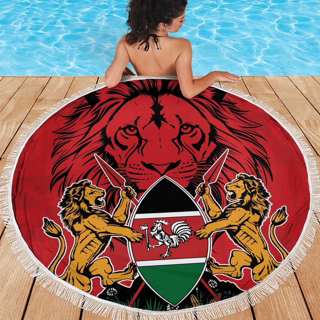 Kenya Beach Blanket Coat Of Arms With Kente Patterns - Wonder Print Shop