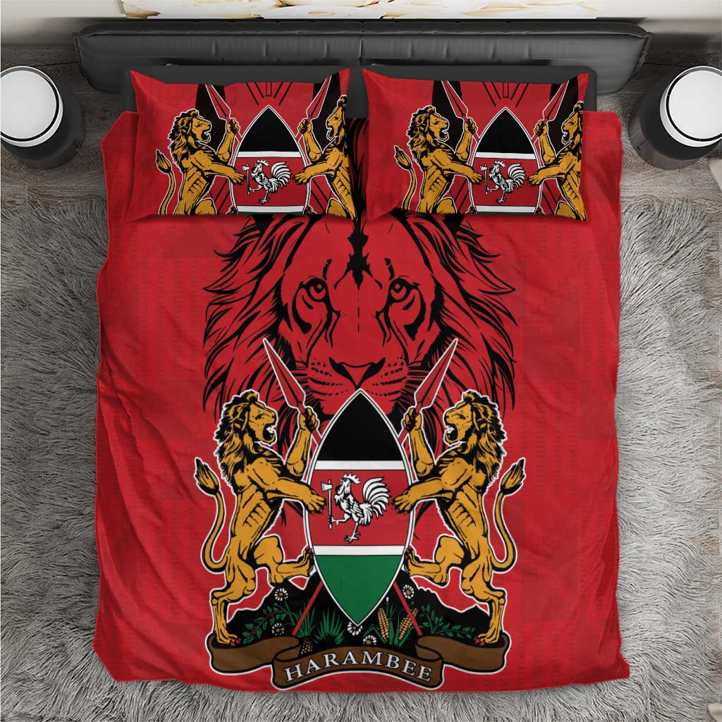Kenya Bedding Set Coat Of Arms With Kente Patterns - Wonder Print Shop