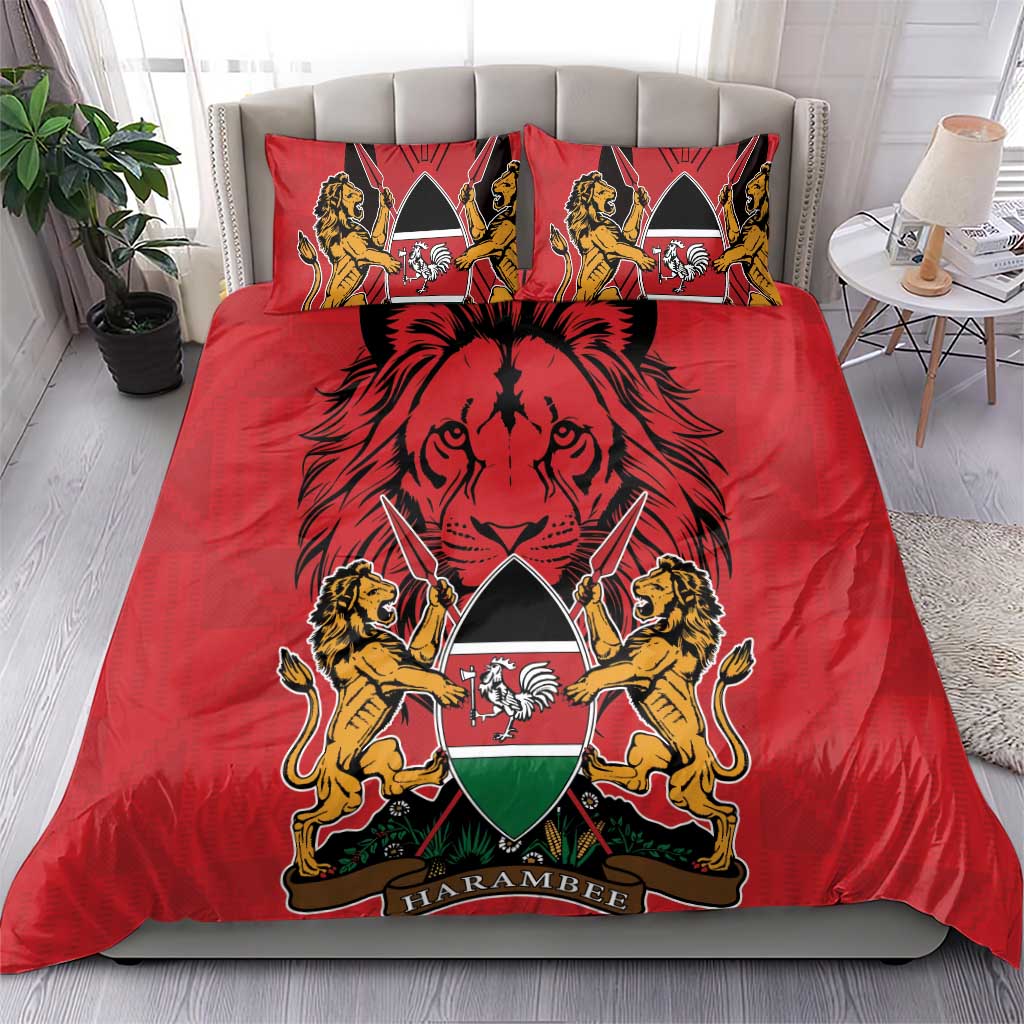 Kenya Bedding Set Coat Of Arms With Kente Patterns - Wonder Print Shop