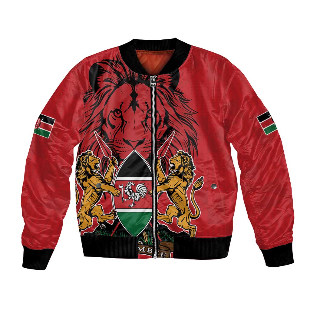 Kenya Bomber Jacket Coat Of Arms With Kente Patterns - Wonder Print Shop